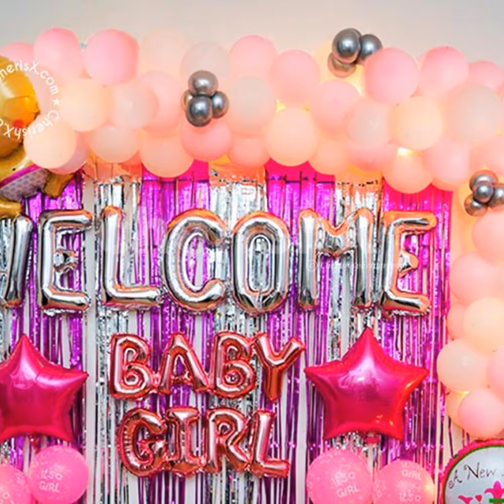 Arrange a perfect naming ceremony for your baby girl with CherishX's exclusive balloon decor!