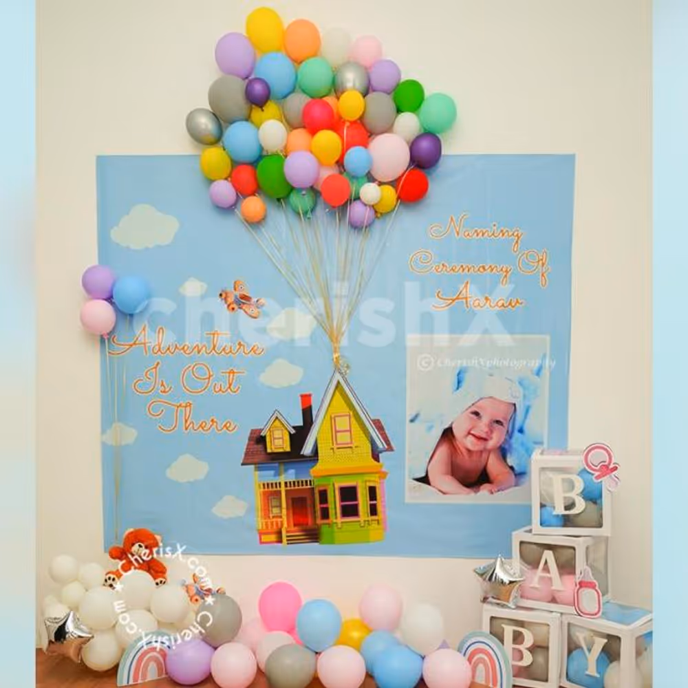 Book this Up Themed Naming Ceremony Decoration by CherishX in Delhi NCR!