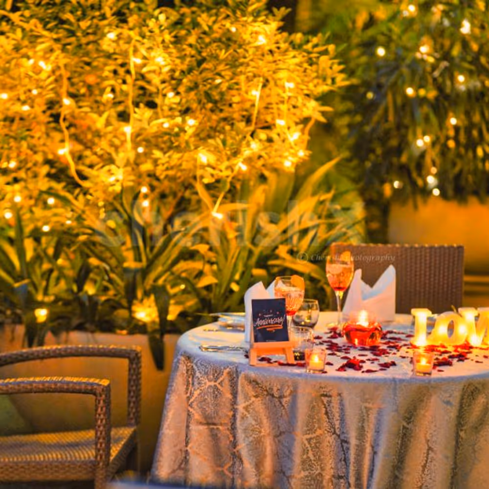 Overnight dinner amidst opulent interiors.