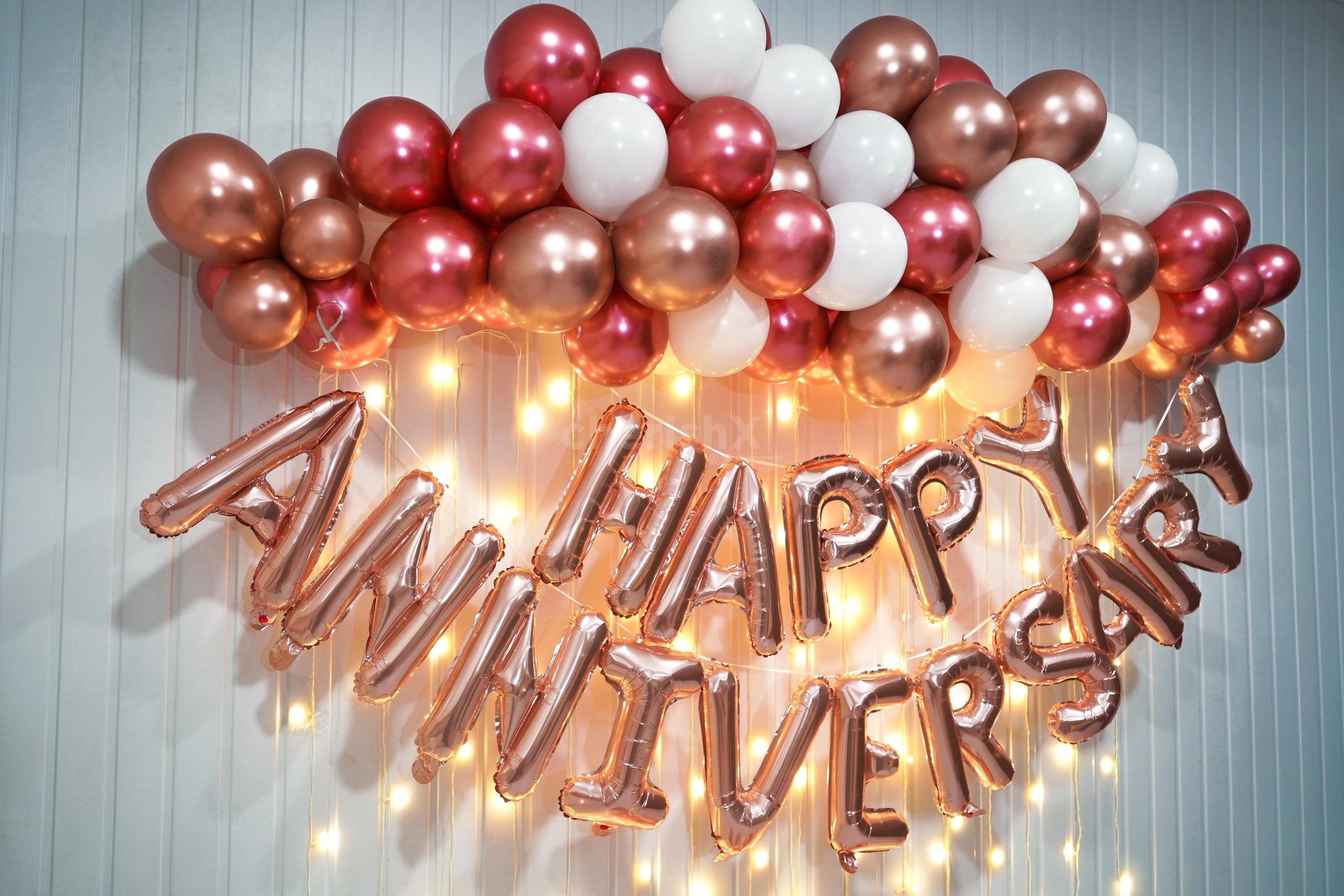 The rose gold balloons and pink and rose gold balloons create a captivating ambience.