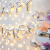 Experience the magic of love in every detail, from the shimmering Happy Anniversary Silver foil balloon to the mesmerizing pixel lights that create an enchanting ambiance.
