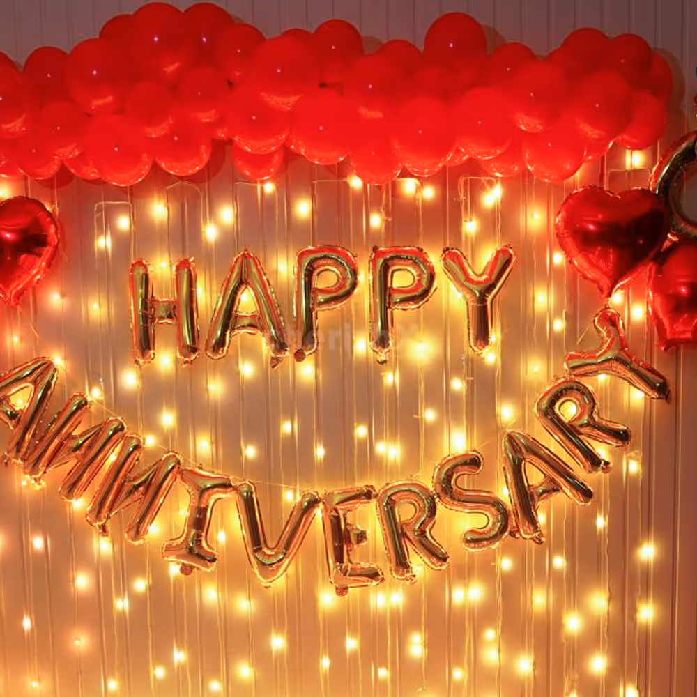 A beautifully decorated space is transformed into a haven of love.