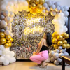 The shimmering sequins and the chic colour scheme creates a vibrant birthday party ambience