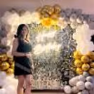 Classic décor with the grey and golden theme and silver sequin backdrop adds sparkle to your event.