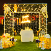 A breathtaking outdoor dinner at Manesar Rosa Sangeet, where fairy lights illuminate the night and create an atmosphere of bliss.