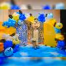 This beautiful Mediterranean Dreams baby shower decoration theme is adorned with beautiful balloons and delicate palm leaves.
