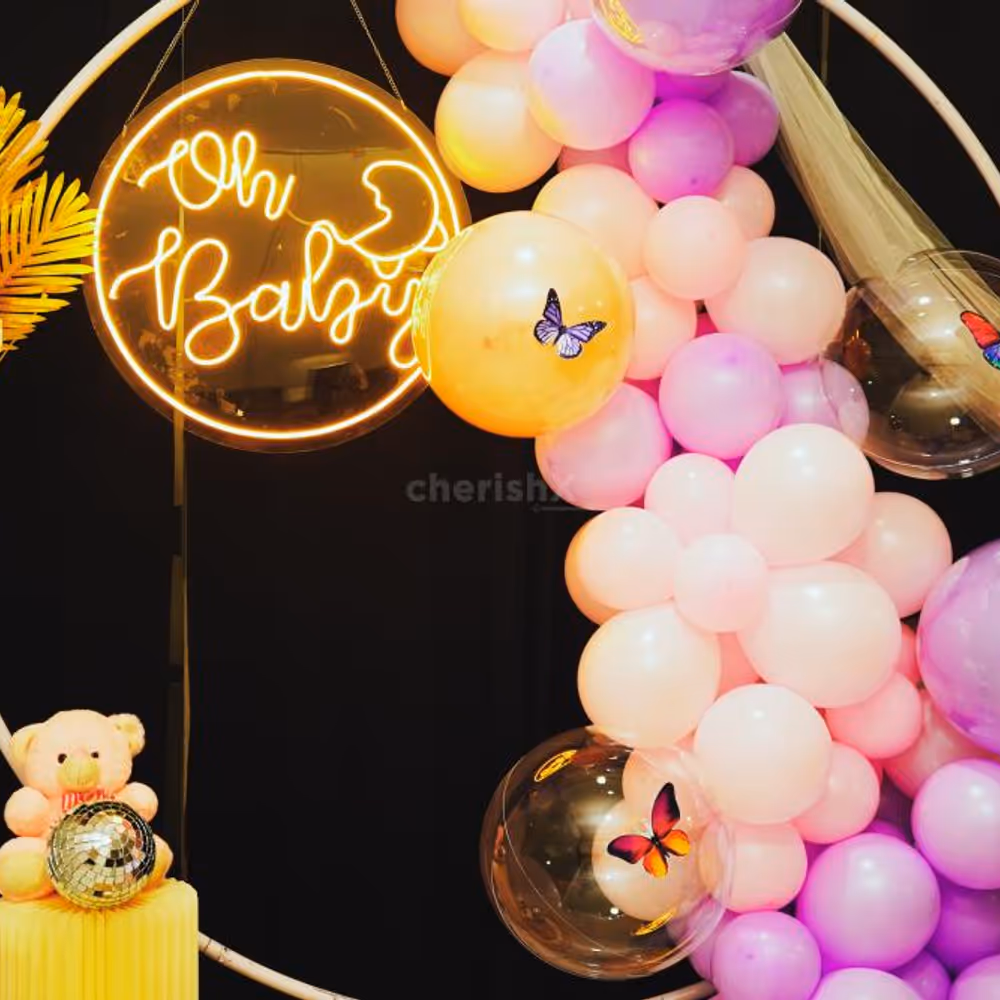 Enchanting Balloon Arch and Delicate Butterflies