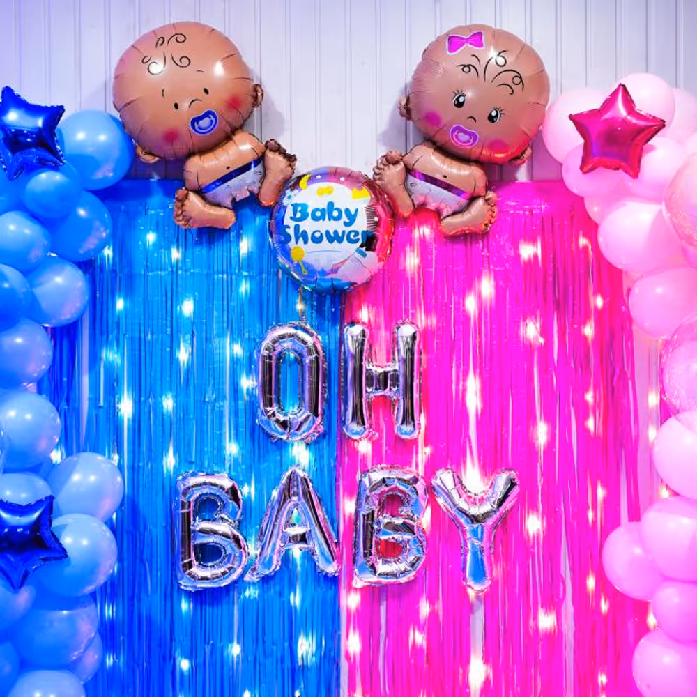 Celebrate the joy of new beginnings with our captivating Half and Half Baby Shower Decorations.