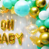 The LED lights add a touch of glamour and sparkle to this baby shower decoration.