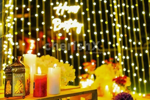 Twinkling fairy lights and dreamy decorations for a perfect birthday celebration.