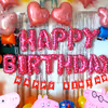 Happy Birthday Foil Balloons in Pink Color for Peppa Pig Theme