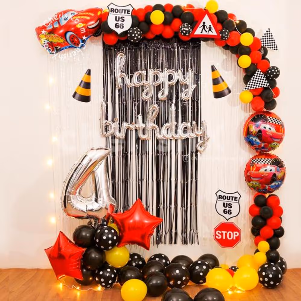 Celebrate your kids birthday with CherishX's Mcqueen Themed Birthday decor!