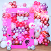 Enchanting and Glamorous Barbie theme birthday decor comes with pastel pink, magenta, and white balloons.