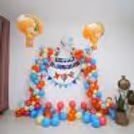 Arc of Colourful Balloons and parachute paper cut-out.