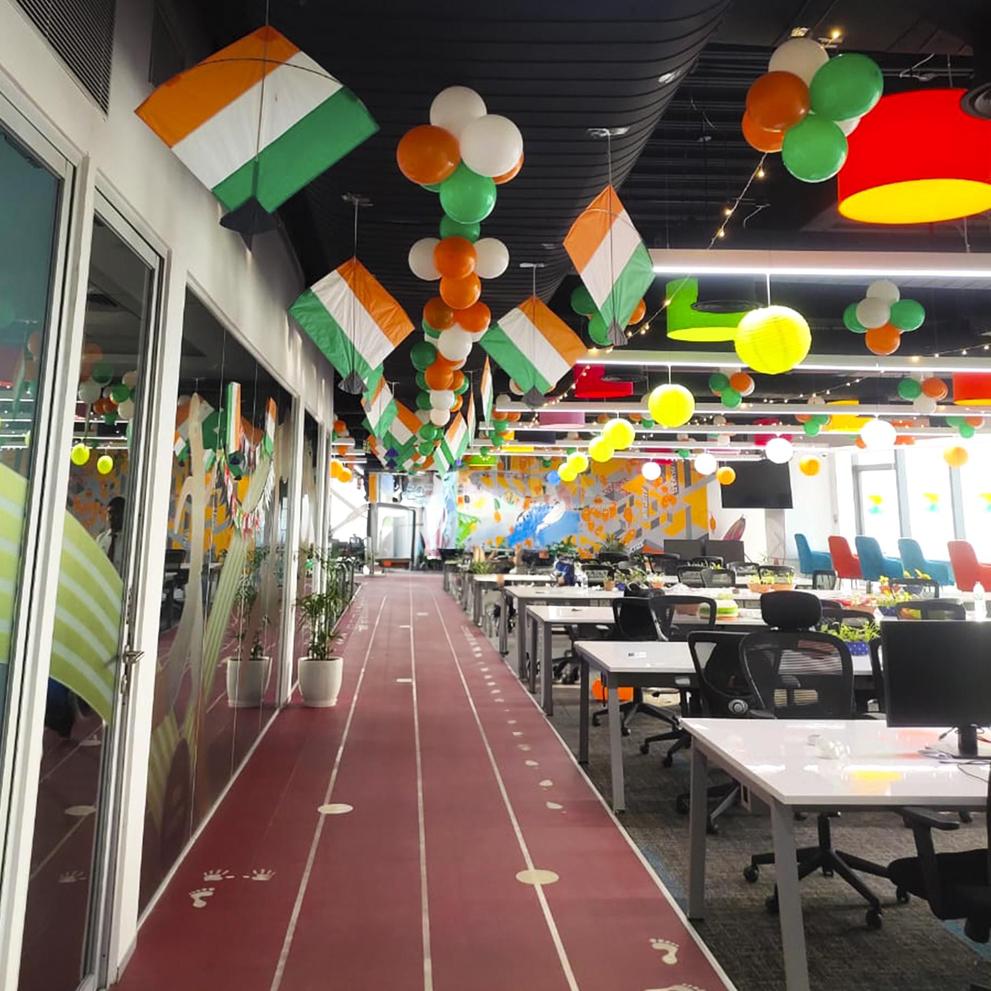 50 paper kites make a captivating ceiling decoration.