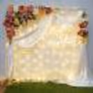 A Tale of Elegance: Drape, Stand, Lights Unveil Harmonious Anniversary Decor.