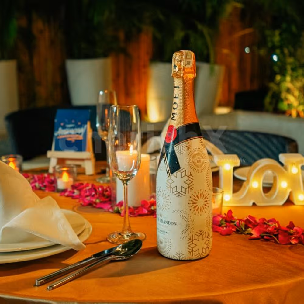 Experience a World of Elegance and Charm With A Romantic Table and Flickering Candles.