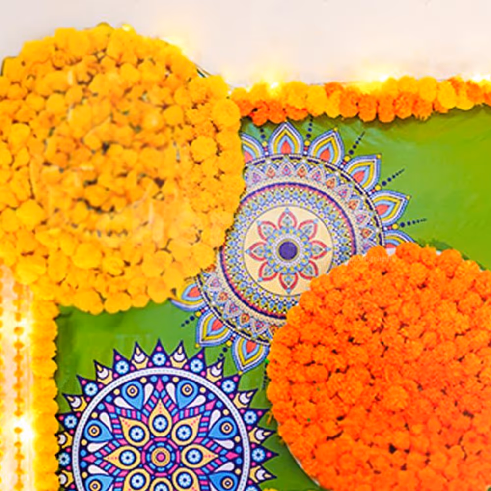 The addition of an Artificial Green Leaf Garland, along with charming bell hangings infuse vibrancy.