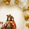 Introducing the divine aura of White and Gold backdrop decoration for Krishna Janmashtami