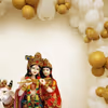 Introducing the divine aura of White and Gold backdrop decoration for Krishna Janmashtami