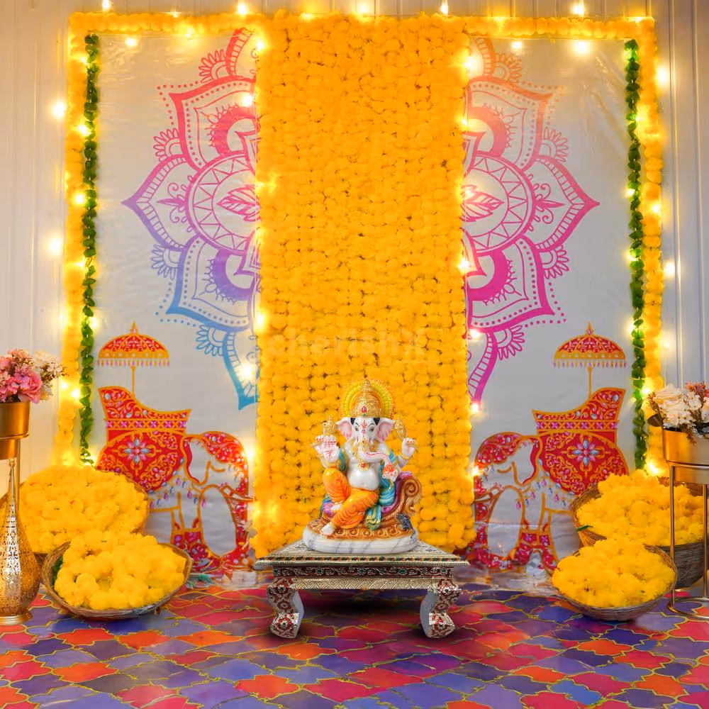 Immerse in the divine realm of Ganesh Chaturthi as your home resonates with the enchanting charm of our Elephant Theme Colorful Decorations.