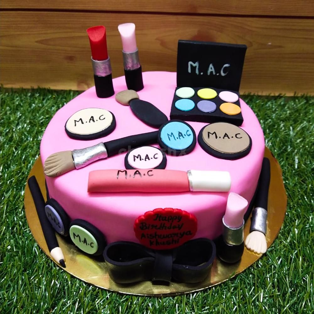 Indulge in the Beauty of Our MAC Makeup Theme Fondant Cake!