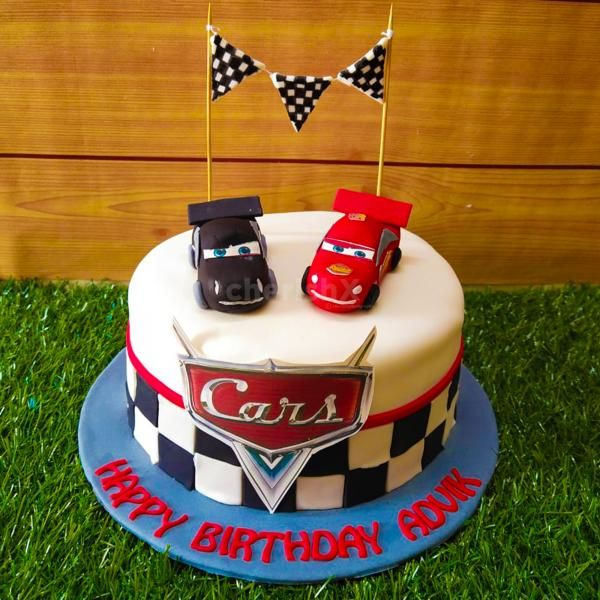 Make Your Kid's Birthday Unforgettable with Our McQueen Car Theme Fondant Cake!