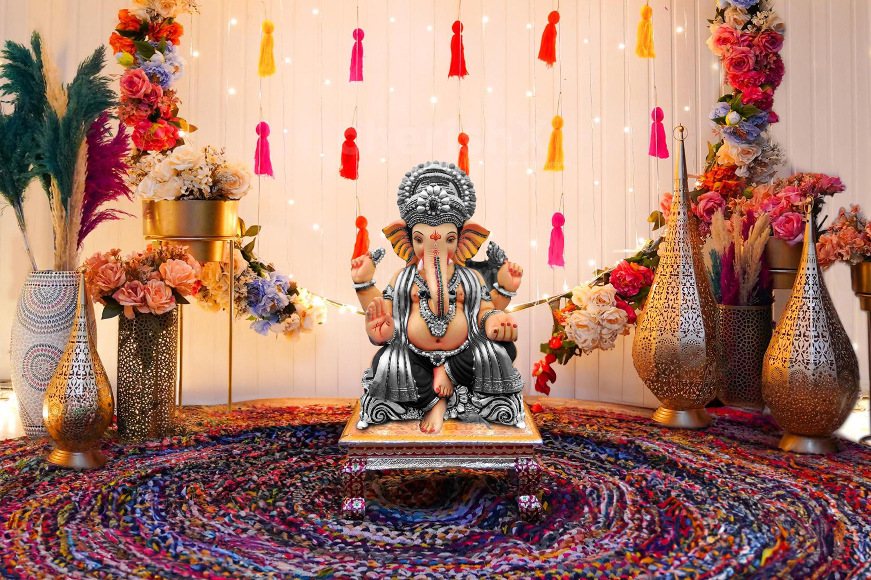 Experience the fusion of tradition and elegance with artificial ring flower decor with lights.