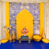 Transform your space into a realm of divine elegance with our Mediterranean-themed Ganesh Chaturthi decor.