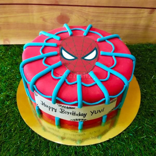 Introducing Our Spider-Man Theme Fondant Cake, Complete with Iconic Spidey Body Topper!