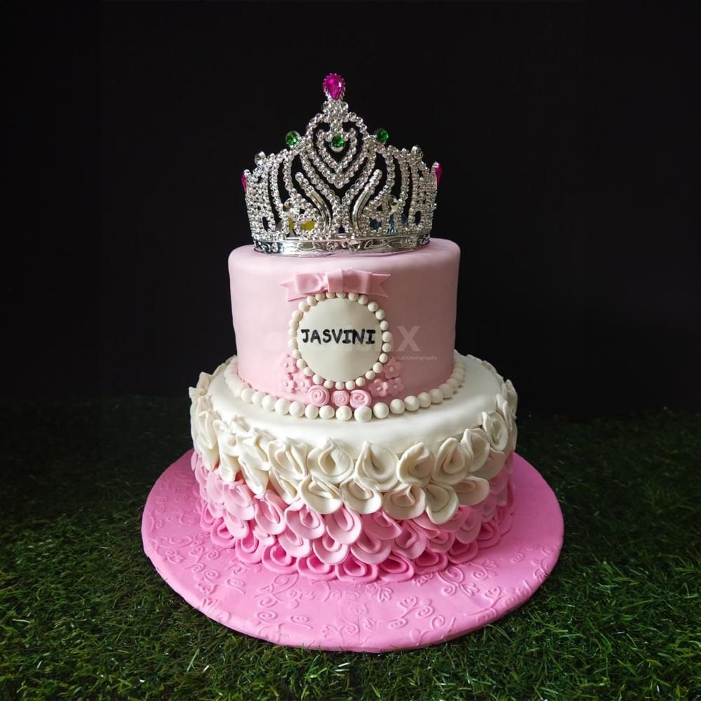 Two-Tier Princess Theme Fondant Cake for Your Daughter's Birthday