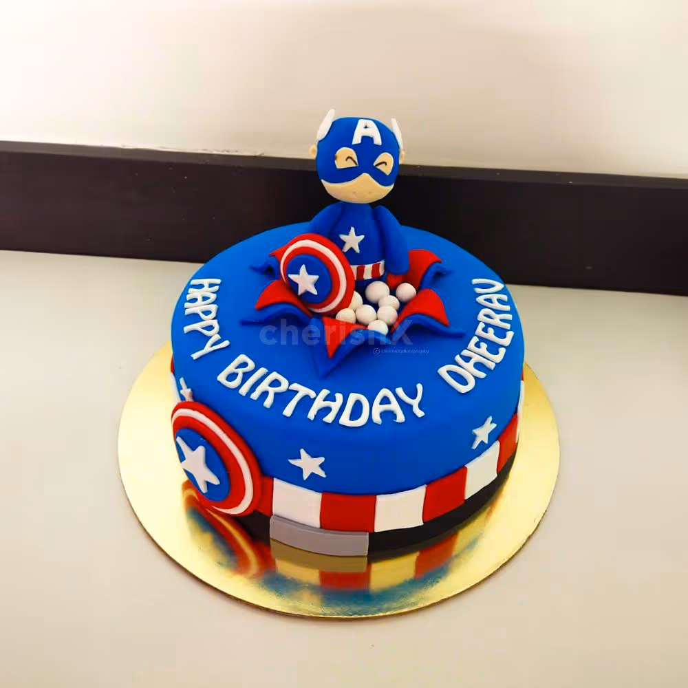 Captain America Theme Fondant Cake for Ultimate Kid's Party