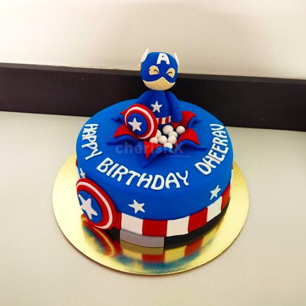 Captain America Theme Fondant Cake for Ultimate Kid's Party