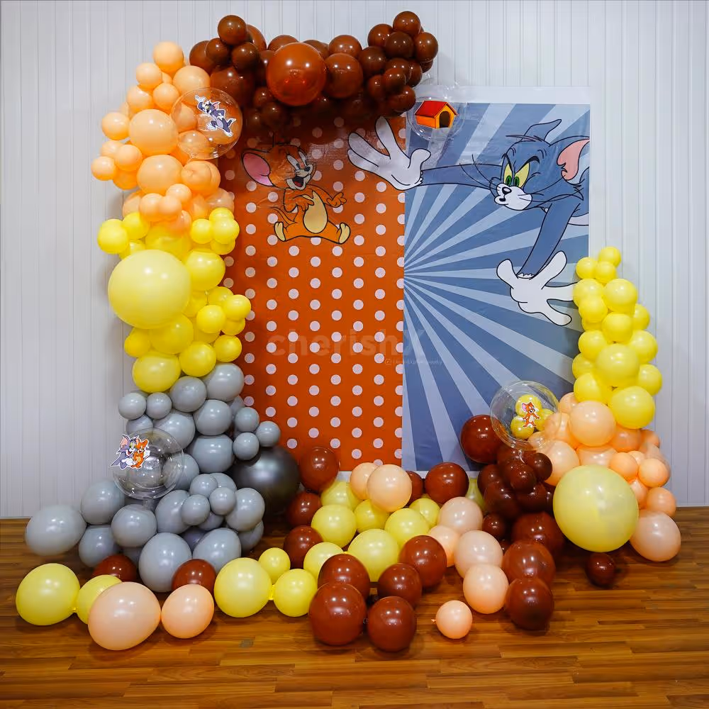 Our playful backdrop and balloon arch create the perfect setting for a memorable birthday party.