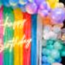 Elevate the Birthday Vibes with Pastel Frill Curtains and Enchanting Bubble Balloons.