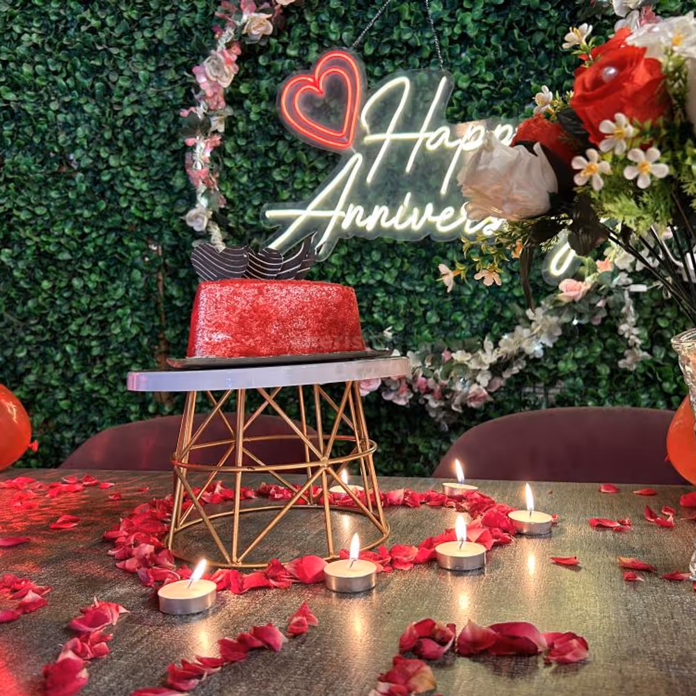 Get a Personalized Neon-Lit Backdrop and Welcome Drinks.