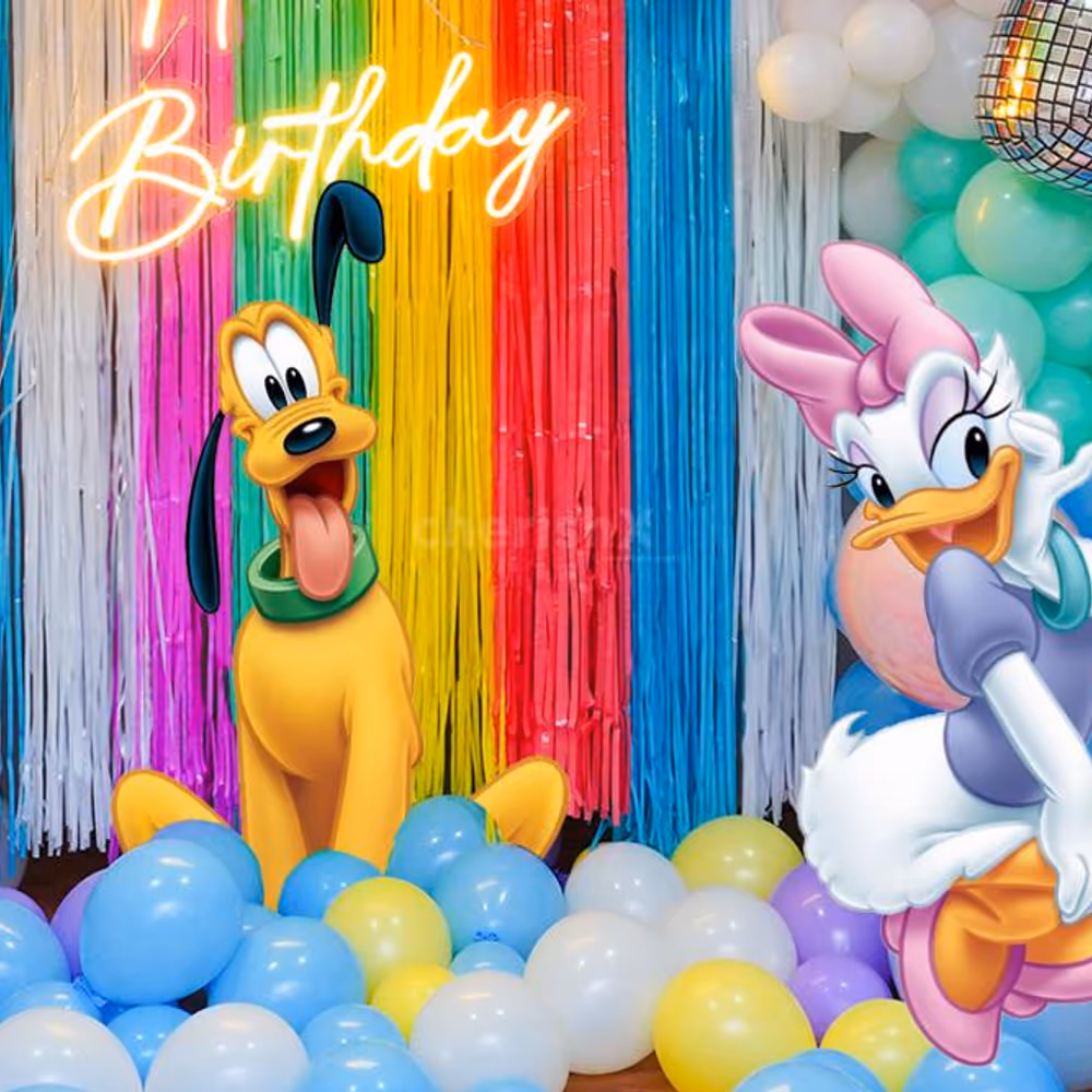 Embrace the Joyful Vibe with Disco Foil Balloons and Customizable Sunboard Cutouts.