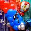 Illuminate the Birthday Bash with a Silver Cursive Foil Balloon and Iron Man Piece Set.