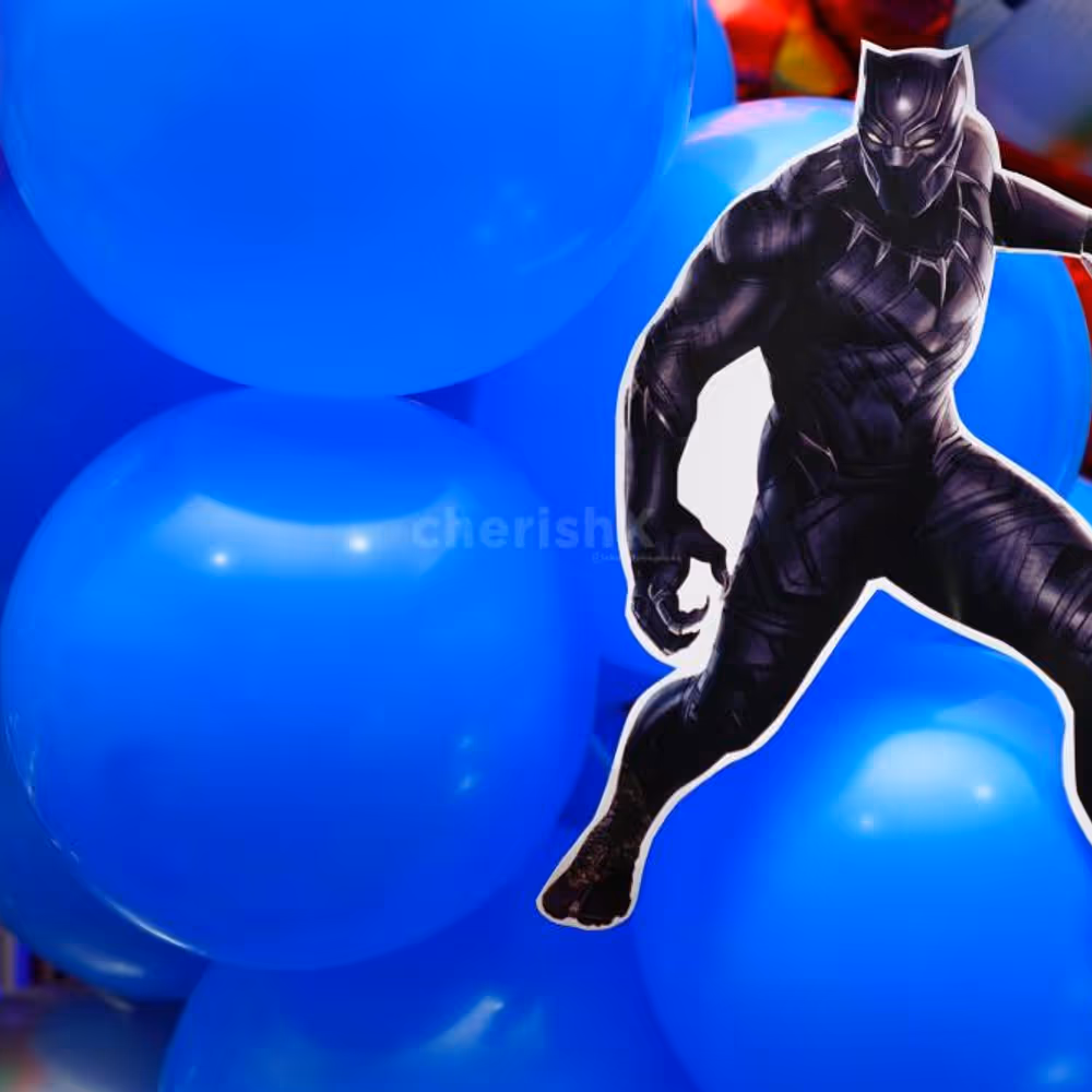 Immerse in the World of Heroes with Avenger Symbols and Free-Floating Balloons.
