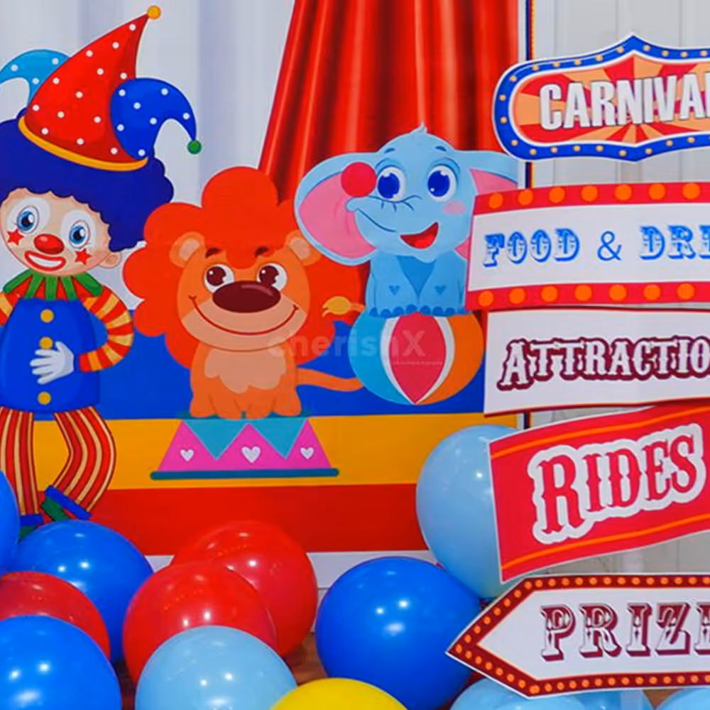 Celebrate with Confetti Balloons and Cursive Bunting.