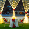 Our enchanted open-air setup with flickering candles and pixel lights creates a magical aura.