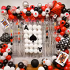 Elegant Casino-Themed Balloon Arch in Black, Red, and White Balloons.