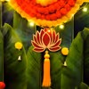 Breathe in the enchanting aroma of green pan strings and celebrate with vibrant orange and yellow garlands.