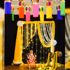 Elevate your Diwali or Navratri décor with our Garland-themed backdrop, a versatile beauty that adapts to any celebration.
