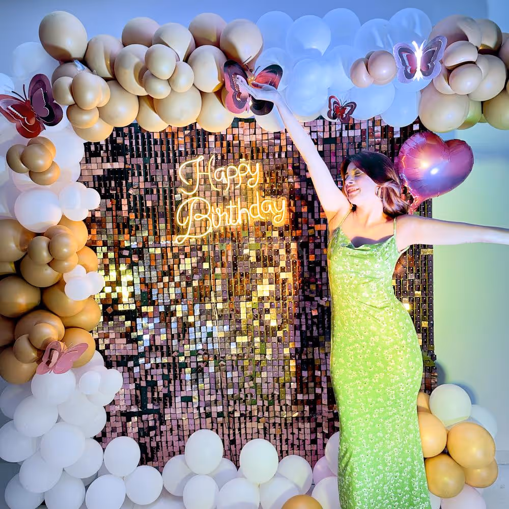 3D golden butterflies add a touch of whimsy and elegance to your decor, making your party truly enchanting.