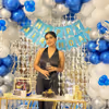 Enjoy a birthday vibe with Foil Frill Curtains and a vibrant Happy Birthday Blue Bunting.