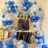 A mix of Silver Chrome, Blue Chrome, and White Latex Balloons creates a joyous and celebratory vibe.