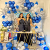 A mix of Silver Chrome, Blue Chrome, and White Latex Balloons creates a joyous and celebratory vibe.