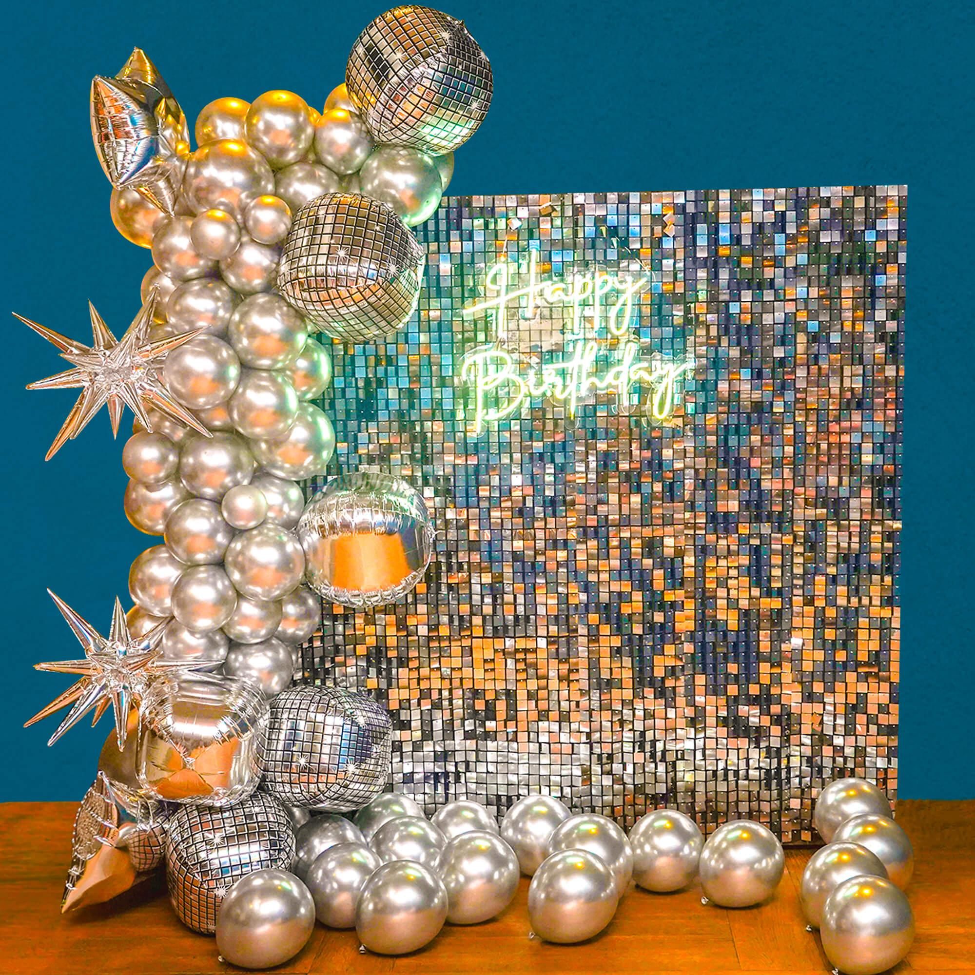 Our silver-themed decor, complete with Foil Balloons and Silver Star Foil Balloons, ensures your birthday steals the show.