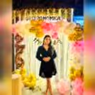 Chic and elegant birthday decor with a golden 'Happy Birthday' bunting, pink and white balloons, and delicate pixel lights.
